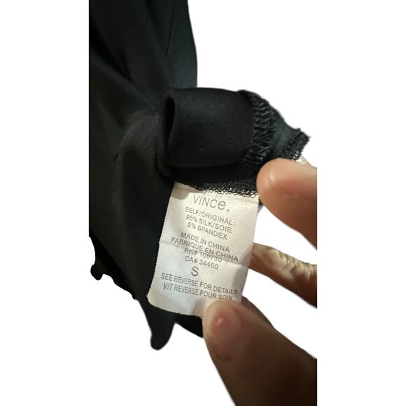 Vince Women's Black Silk band collar Blouse shirt Top Size S - Picture 6 of 8